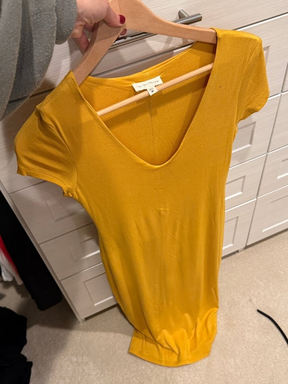 See You Monday Mustard Yellow Bodycon Midi Dress Size M